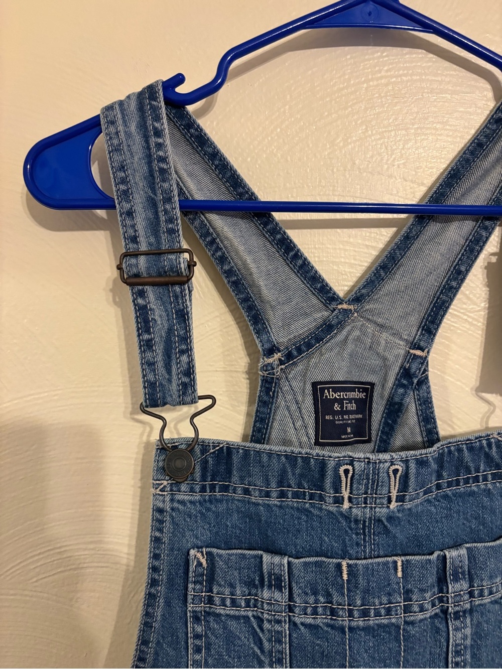 Abercrombie & Fitch M Distressed Denim Short Overalls - Picture 5 of 7